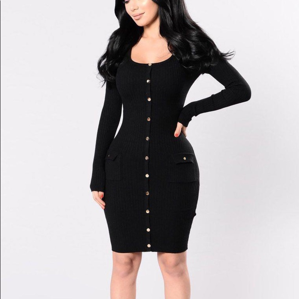 Fashion Nova long sleeve knit midi dress